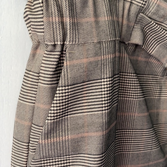 Dynamite paper bag waist pants in brown plaid. - Picture 3 of 8